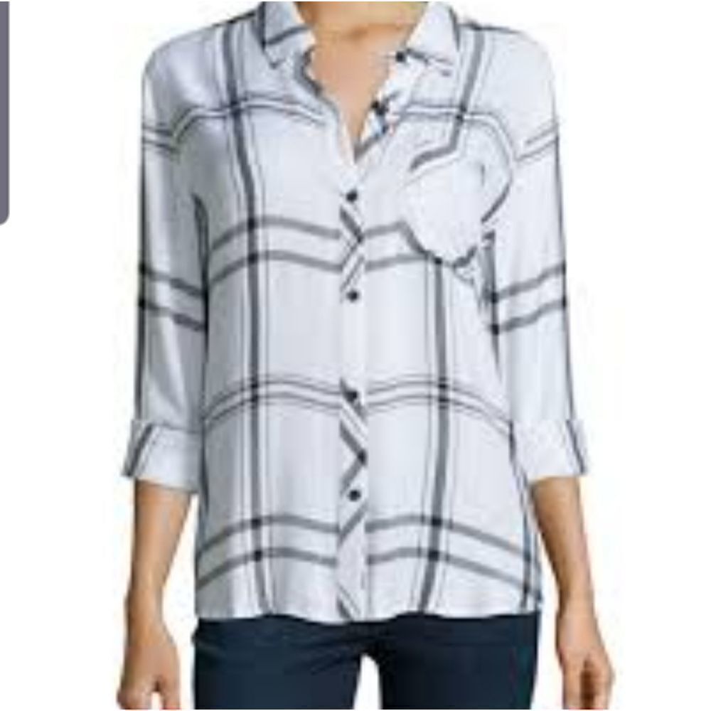 Rails Hunter Plaid Long-Sleeve Shirt, White/Jet S